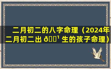 二月初二的八字命理（2024年二月初二出 🌹 生的孩子命理）